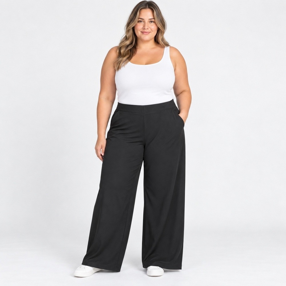 Max Studio London Black Wide Leg Trousers Mid Rise Full Length Size XL NWT